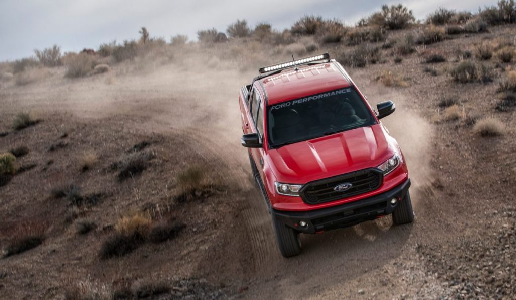 front view of a red 2020 Ford Ranger