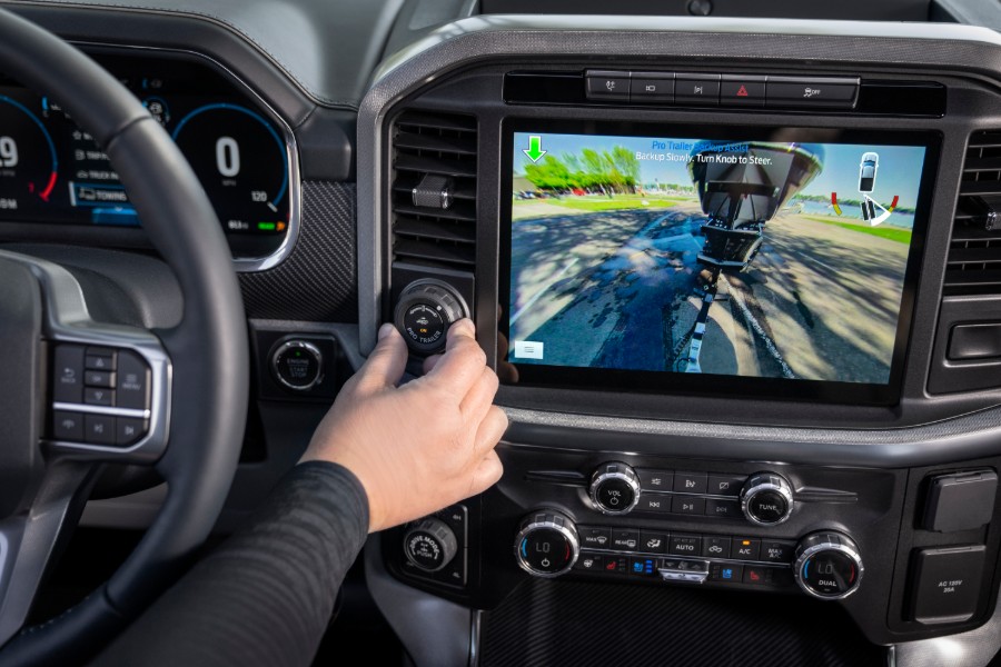 rear towing monitor in a 2021 Ford F-150