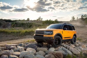 side view of a yellow 2021 Ford Bronco Sport