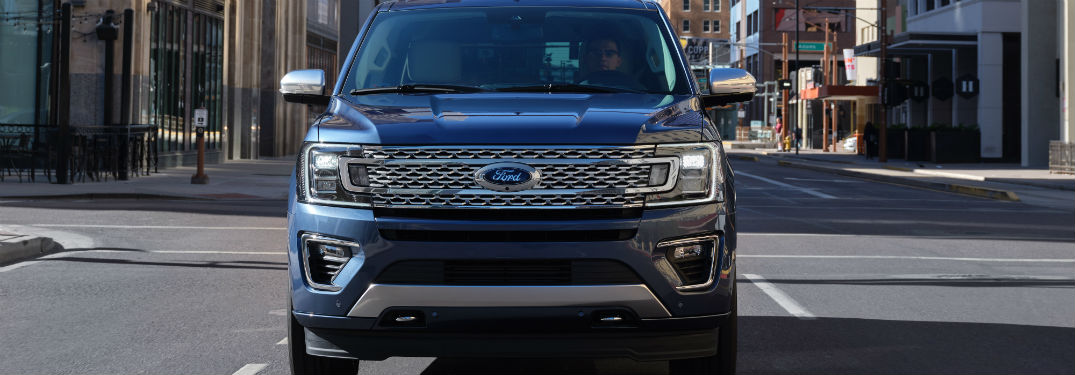 front view of a blue 2020 Ford Expedition