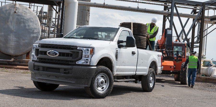 front view of a white 2021 Ford Super Duty