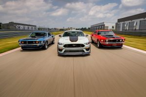 three Ford Mustang models