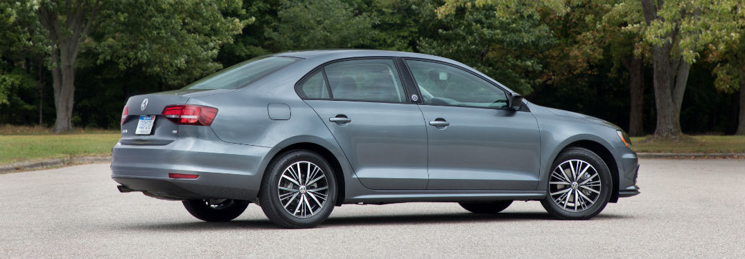 Passenger side exterior view of a gray 2018 VW Jetta