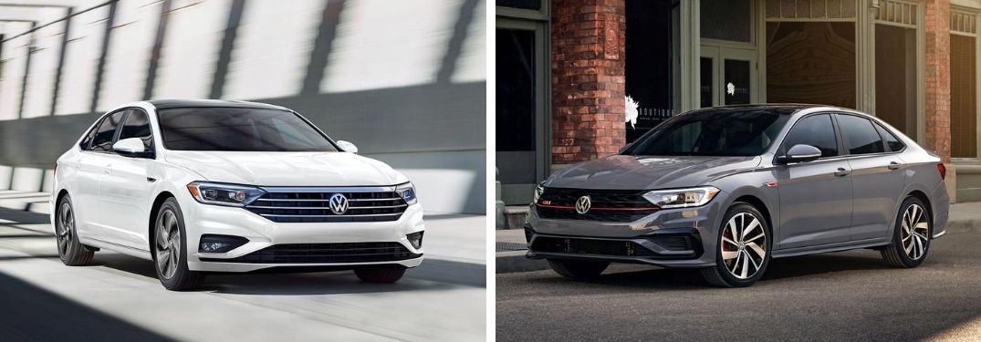 2020 Volkswagen Jetta in white and 2020 Volkswagen Jetta GLI in gray