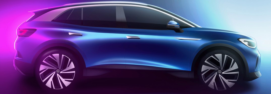 Volkswagen ID.4 exterior side promo shot with ambient lighting