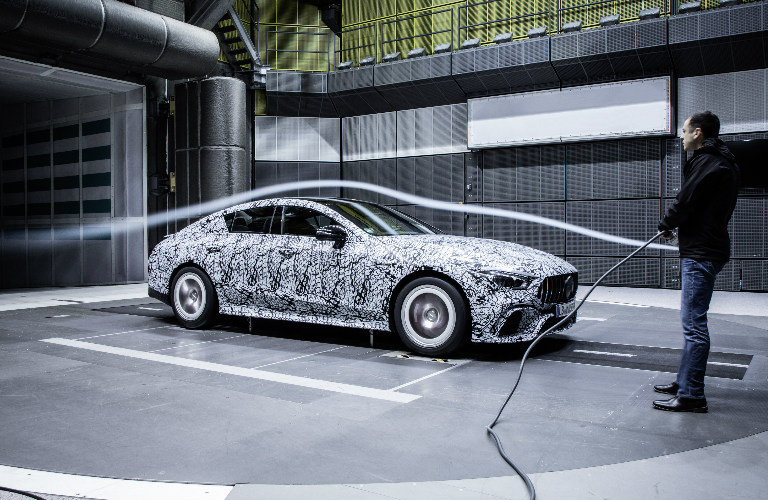 AMG GT Coupe undergoing aerodynamics test