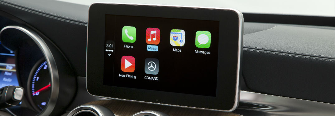 A freestanding display in a Mercedes-Benz