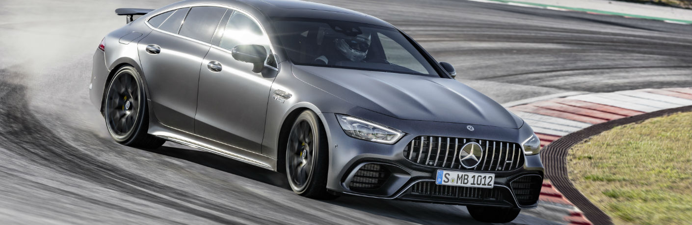 2019 AMG GT Coupe driving around a race track