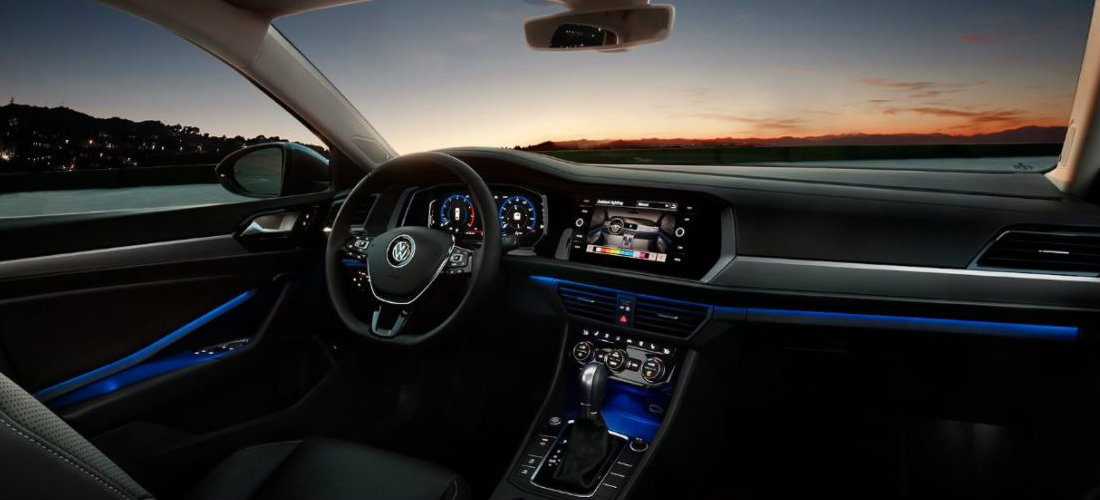 2019 Volkswagen Jetta interior color-changing ambient lighting in dark blue