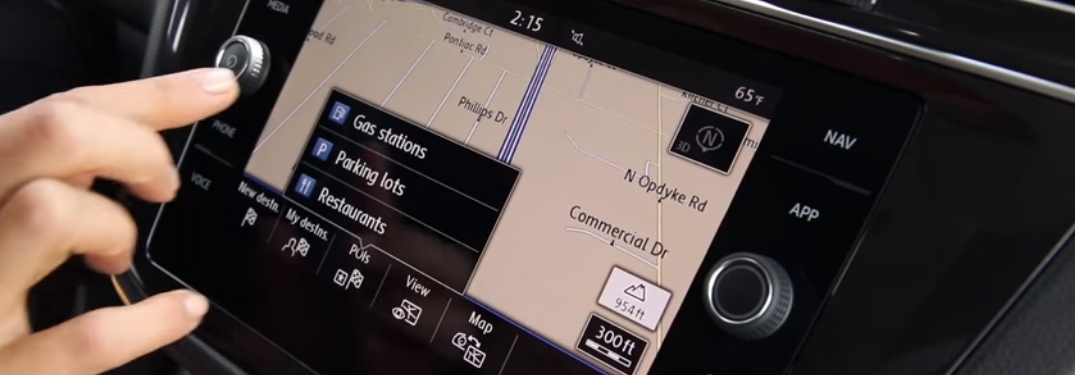 2018 Volkswagen navigation system displayed on a 2018 VW touchscreen display