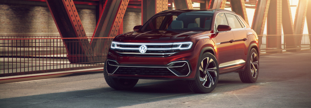 Volkswagen Atlas Cross Sport concept vehicle exterior and front headlights