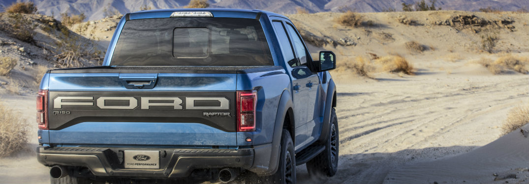 2019 Ford F-150 Raptor rear applique, truck driving away