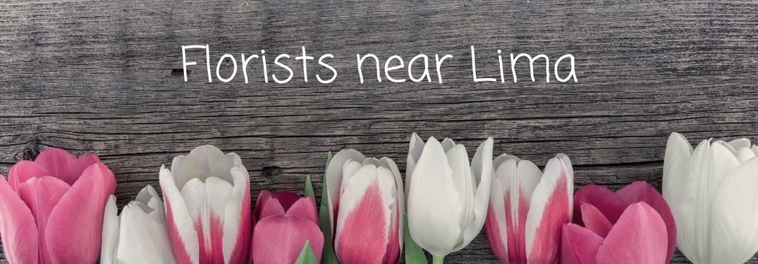 Tulips on wood board, Florists near Lima