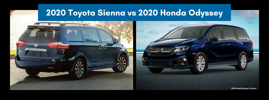 2020 Toyota Sienna set against the 2020 Honda Odyssey