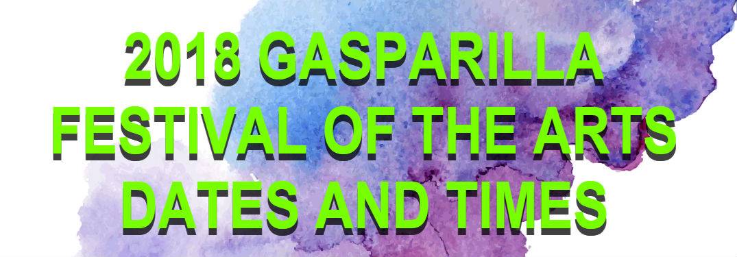 2018 Gasparilla Festival of the Arts logo with plume of watercolor behind text