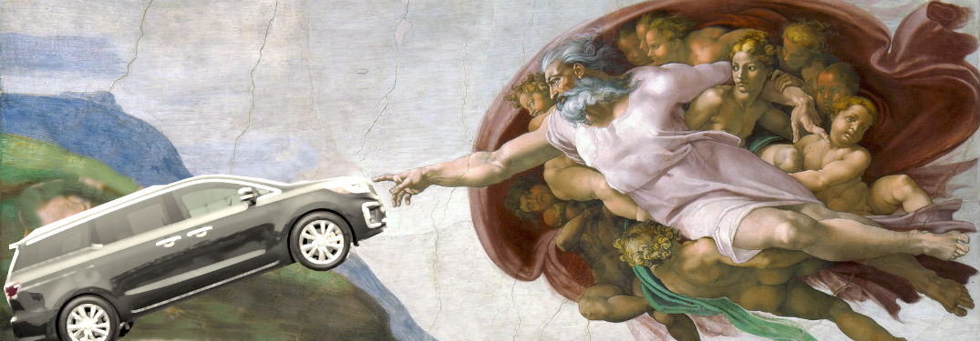 Creation of Adam with 2019 Kia Sedona in place of Adam