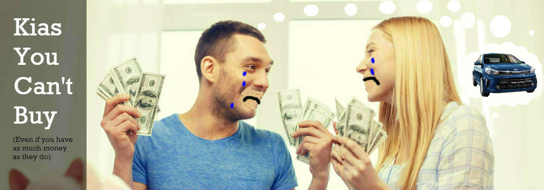 couple crying with kia pegas in thought bubble