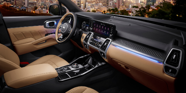 Interior view of 2021 Kia Sorento