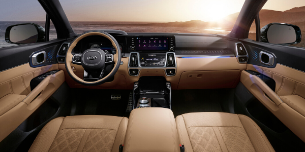 Interior view of 2021 Kia Sorento