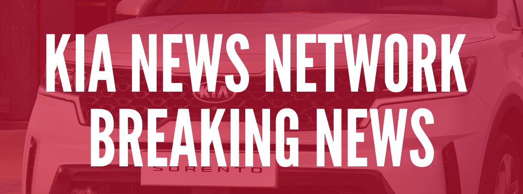 Closeup of Kia Sorento with red tint and "Kia News Network Breaking News" text