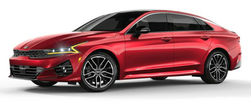 2021 Kia K5 in Passion Red Tint Coat