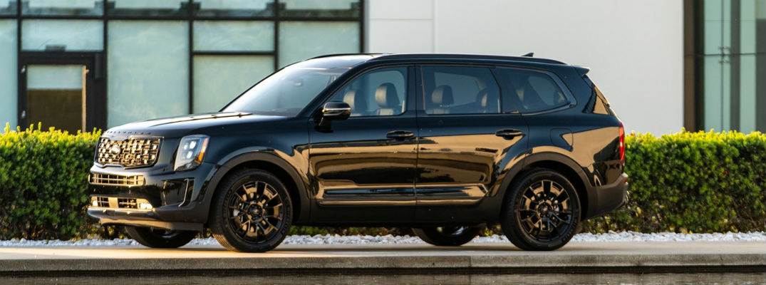 Side view of black 2021 Kia Telluride Nightfall Edition