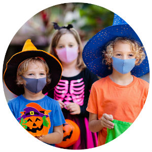 Kids in costumes for Halloween