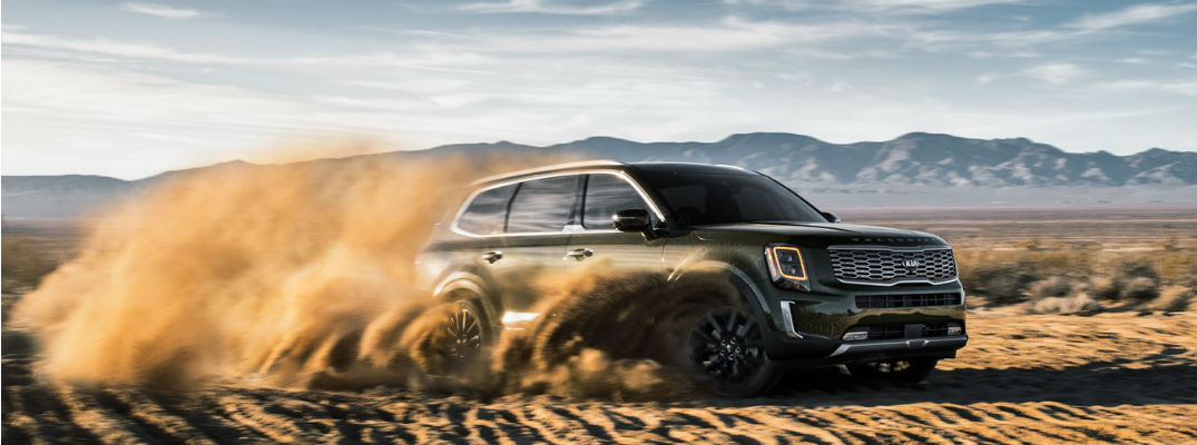 2021 Kia Telluride driving through dirt