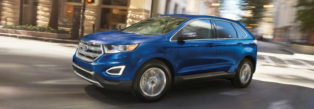 Side View of Blue 2018 Ford Edge