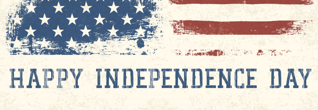 Happy Independence Day Title and a Tattered American Flag