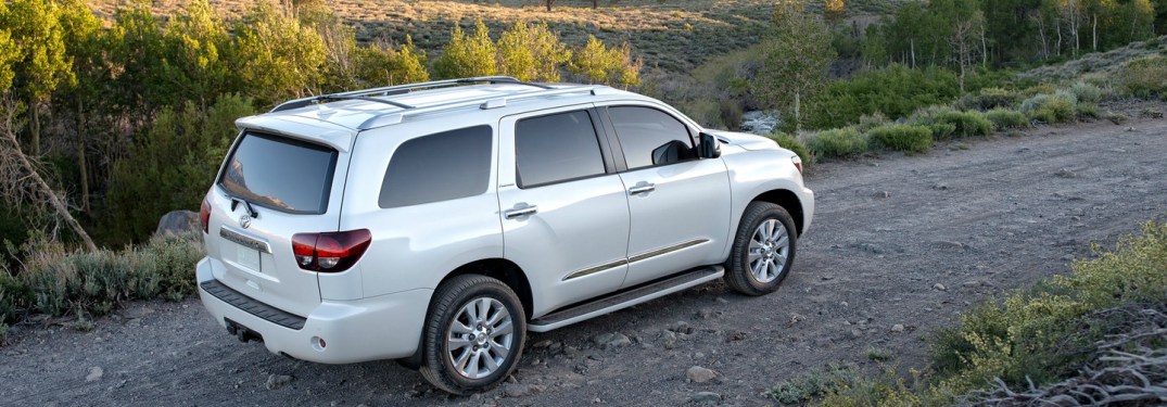 white 2018 Toyota Sequoia back side view