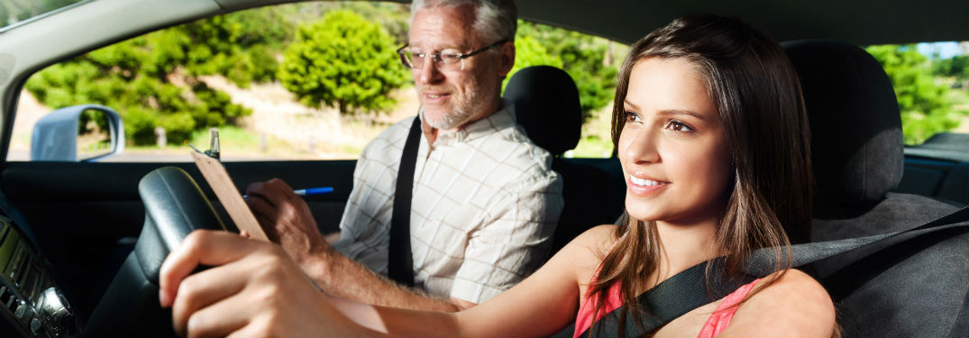 Learner student driving with passenger