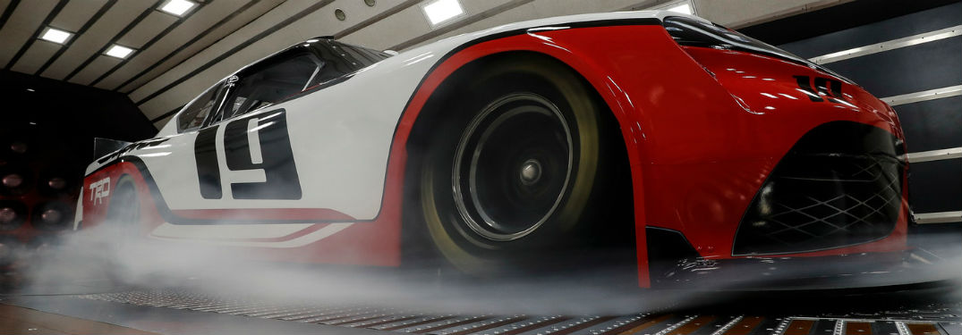 2019 Toyota Supra Xfinity Series exterior low view 3 quarter view front and passenger side