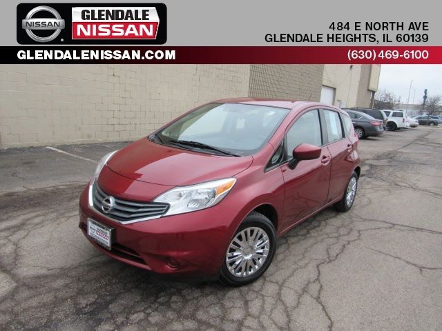 red Nissan Versa Note on Glendale Nissan lot