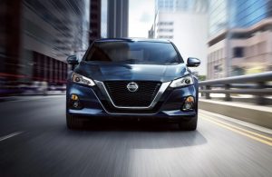 front view of the blue 2020 Nissan Altima