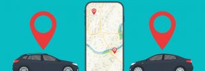map with cars next to it