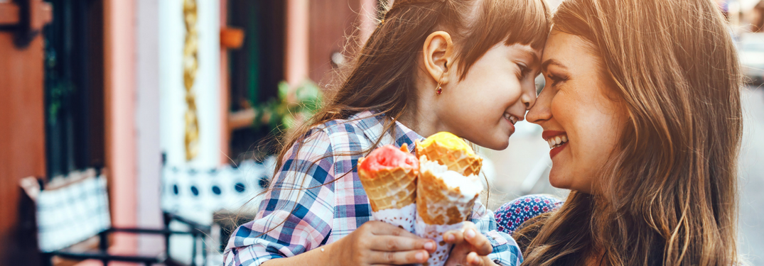 Mother and Daughter Eating Ice Cream Cones