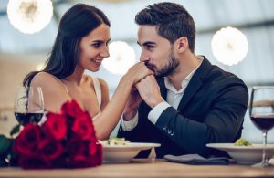 Couple at a fancy dinner