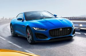 2021 Jaguar F-TYPE going around a curve