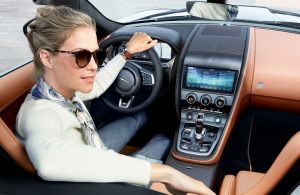 Woman behind the wheel of the 2021 Jaguar F-TYPE