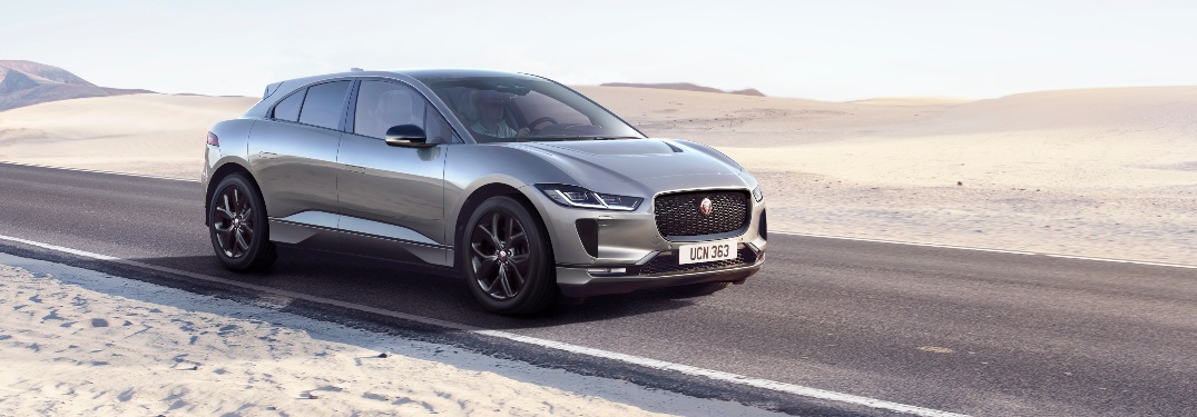 Jaguar I-PACE Black going down the road