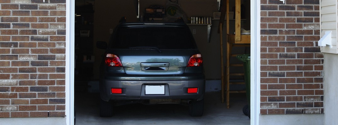Rear shot of SUV in garage