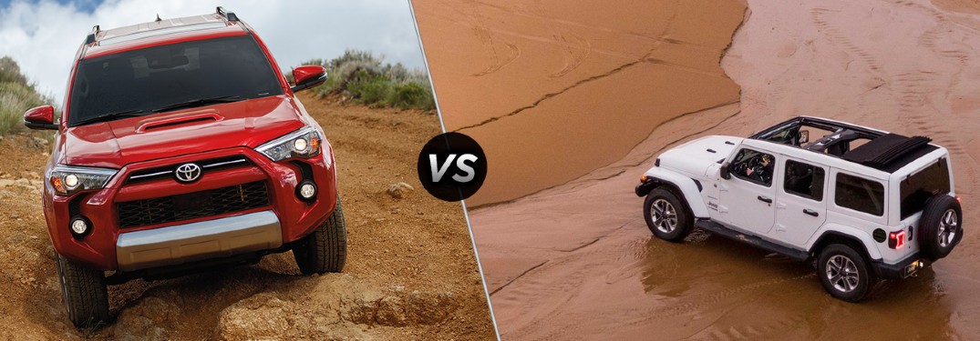 2021 Toyota 4Runner on left vs 2021 Jeep Wrangler on right