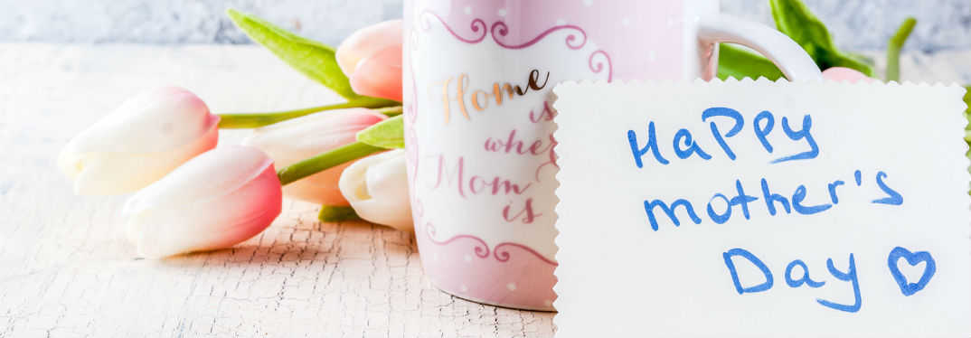 Spectacular Mother's Day Ideas with image of flowers, card and a Mother's Day coffee mug