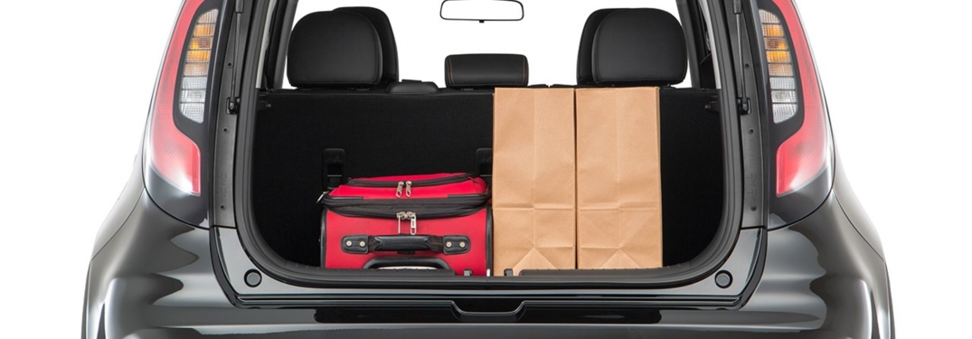 Groceries and suitcase in the back of a 2018 Kia Soul