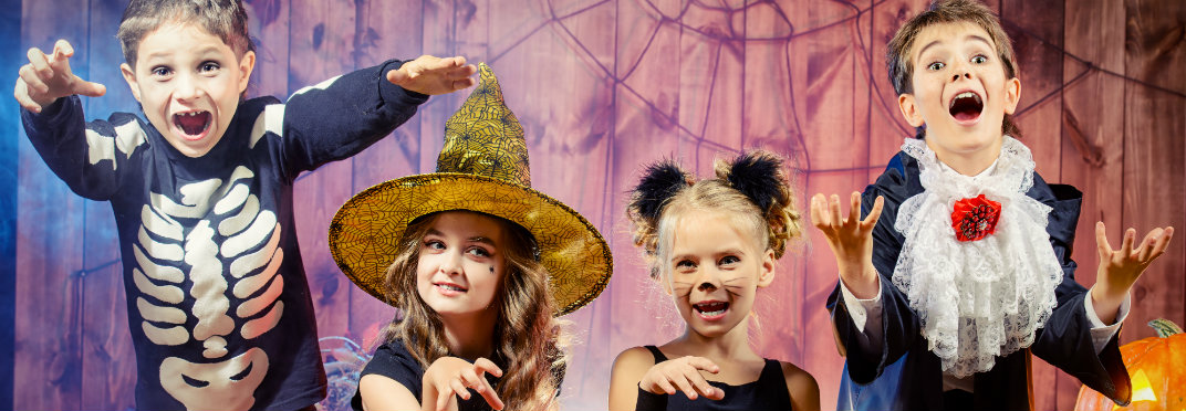 Kids dressed up in crazy costumes for Halloween