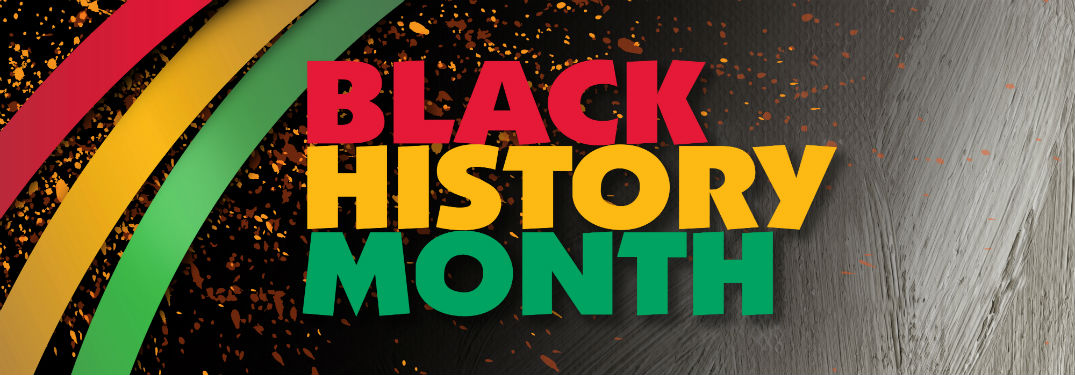 graphic of black history month with red yellow and green