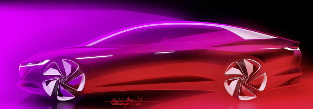artist concept drawing of VW I.D. VIZZION concept exterior side