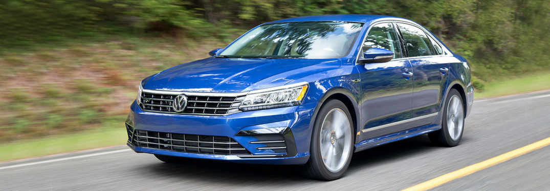 full view of blue 2018 vw passat