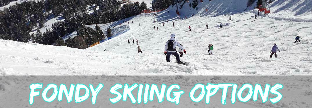 Fondy Skiing Options snowboarding down a hill